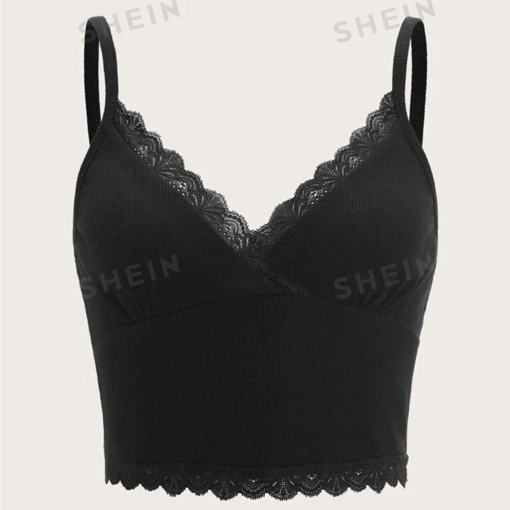 Contrast Lace Crop Cami Top